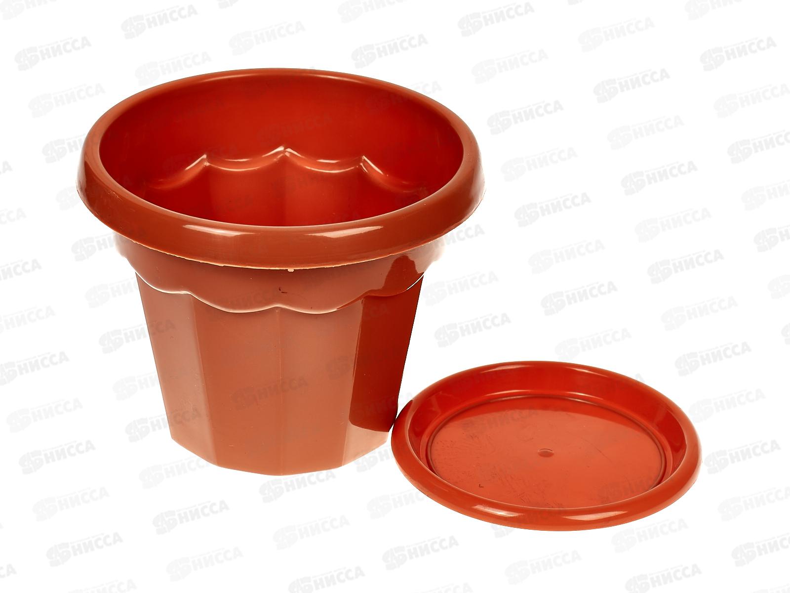 Горшок цветочный  &quotГармония&quot 0,7л с поддоном (коричневый ) *30 М1573