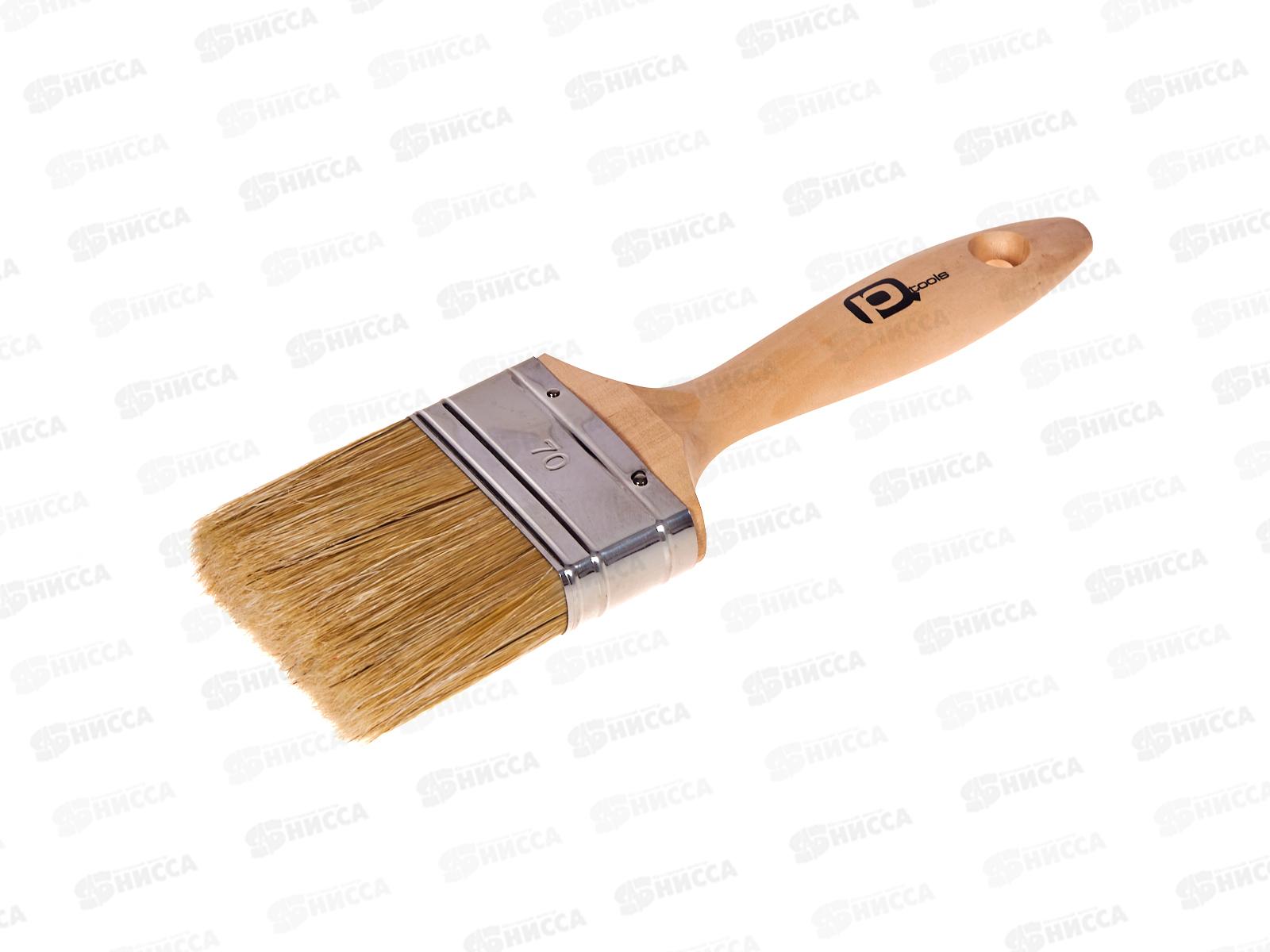 Кисть плоская ПРОФИ 70мм, белая натуральная щетина, PQTools, 0101530 *12/72