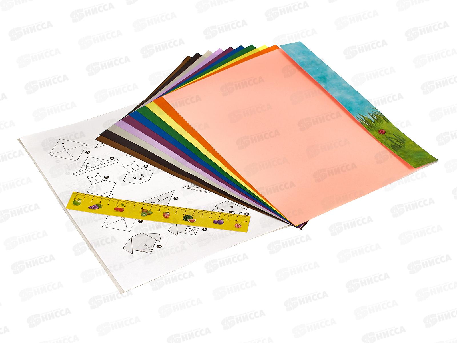 Цветная бумага  10листов2 10 цветов  А4 ЛХ Страна чудес, оригами (ПО-0625) *40