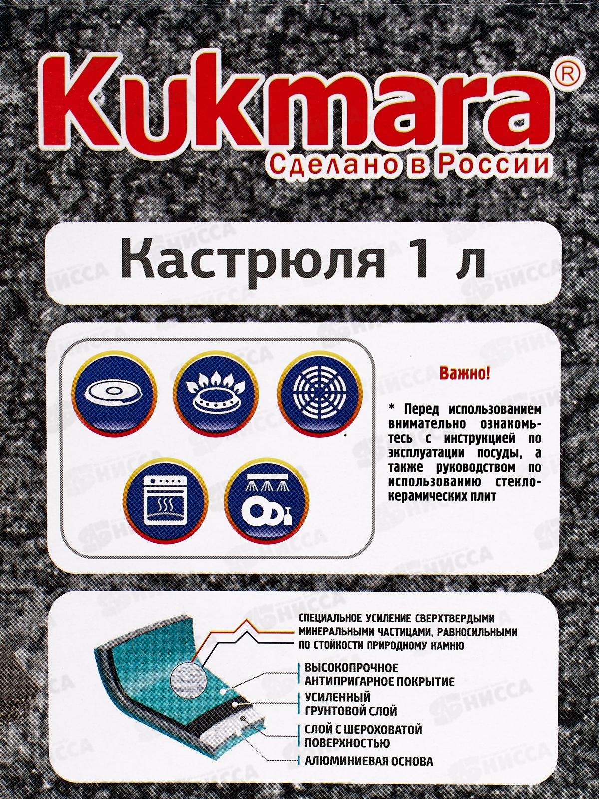 Кастрюля 1,0л со стеклянной крышкой антипригарное покрытие кмс12а  *1