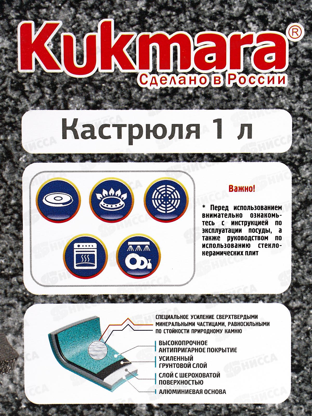 Кастрюля 1,0л со стеклянной крышкой антипригарное покрытие кмт12а  *3