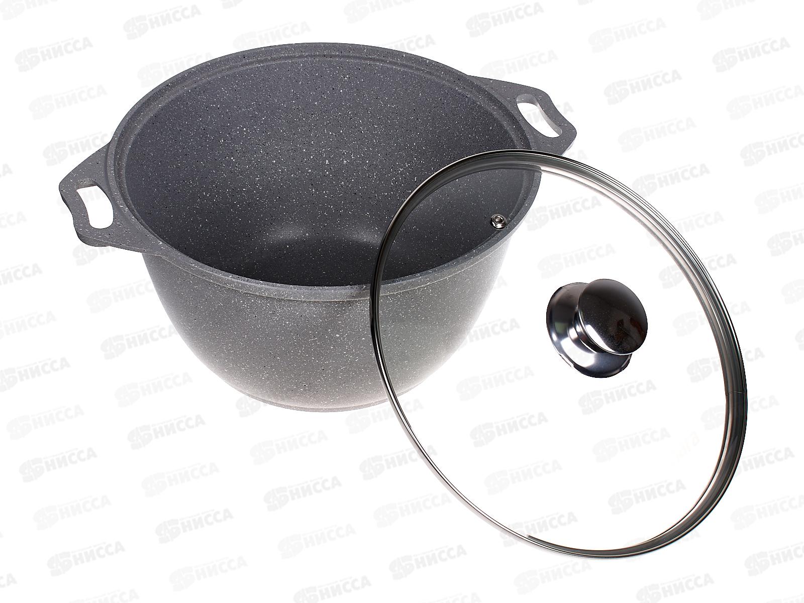 Кастрюля 4,0л со стеклянной крышкой антипригарное покрытие кмс42а  *3