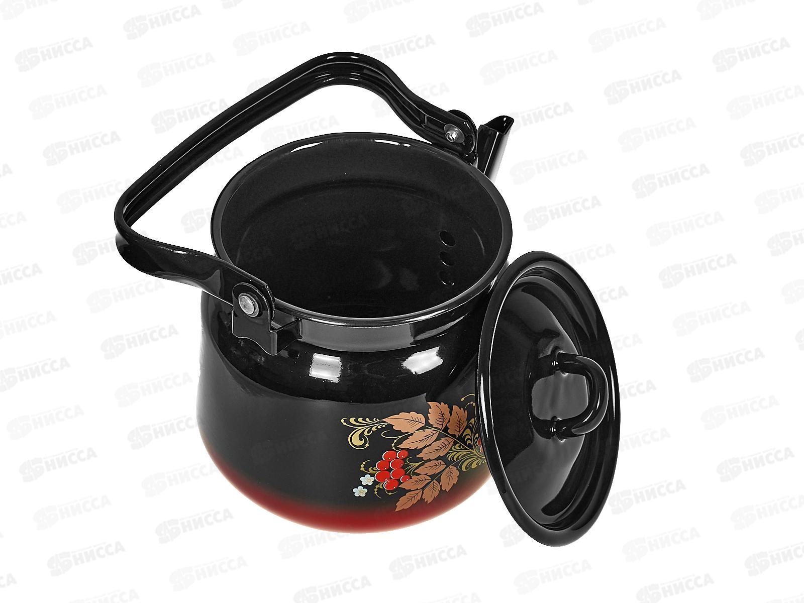 Чайник 2,3л декорированный красно-черный с петлей С2714.8 *4