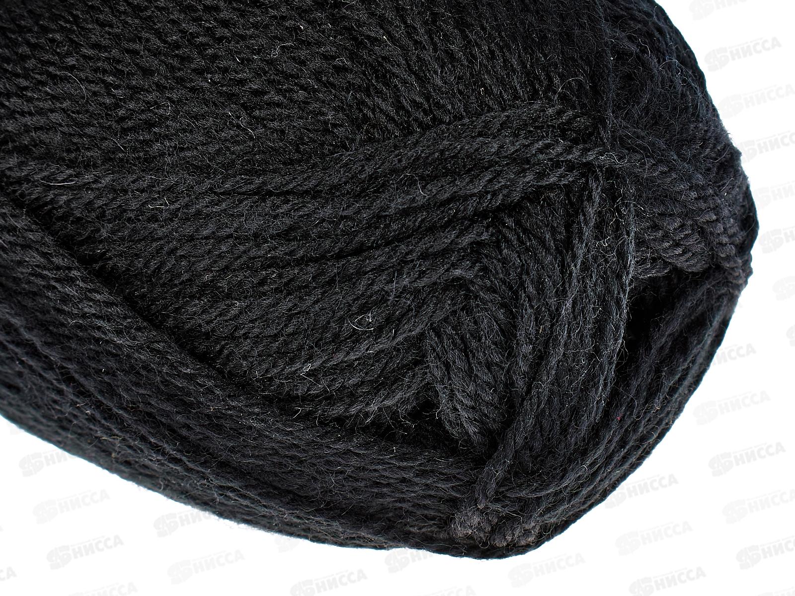 Пряжа Бамбино черный шерсть меринос35% акрил65% 50гр 150м 003 *10