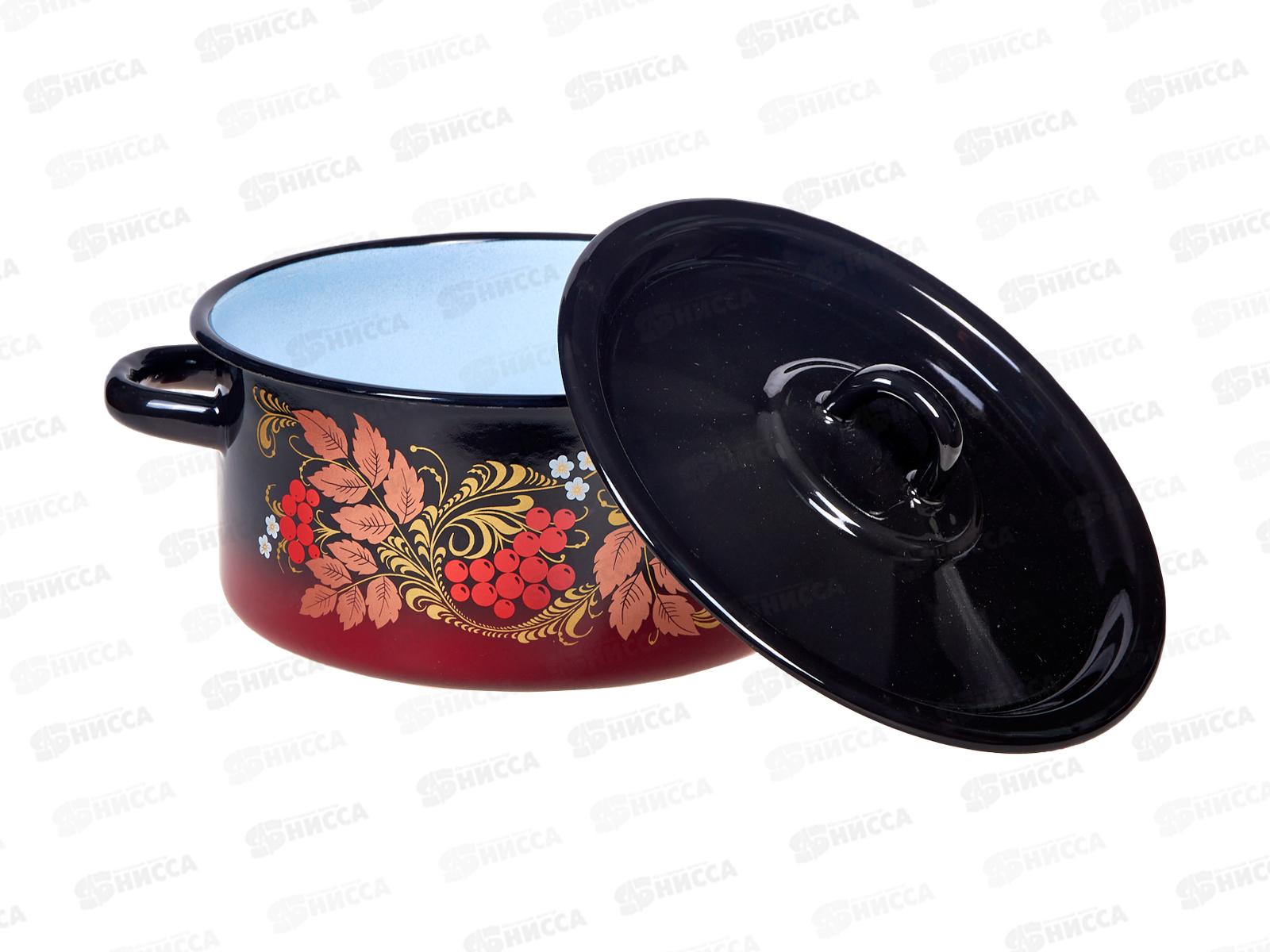 Кастрюля 2,0л цилиндрическая декорированная красно-черная с петлей С1610.8 *8