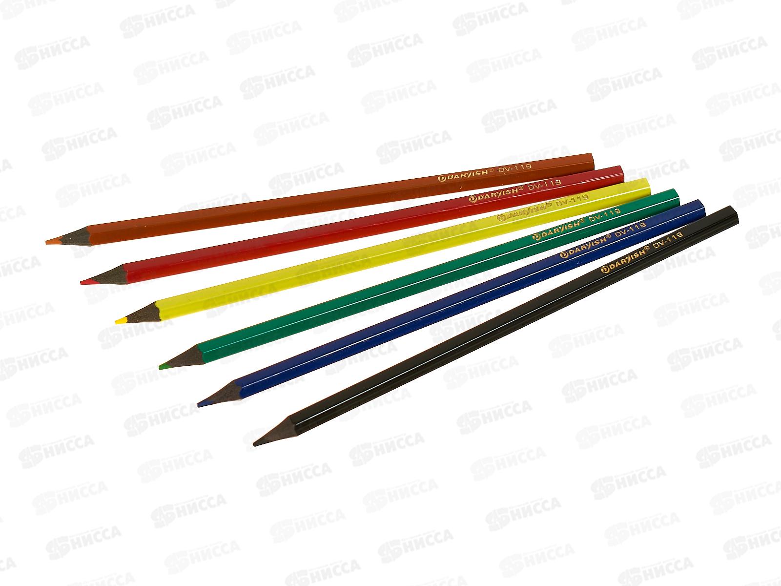 Карандаши 6 цветов Darvish  Жар-птица, DV-119-6 пластиковые *12/240
