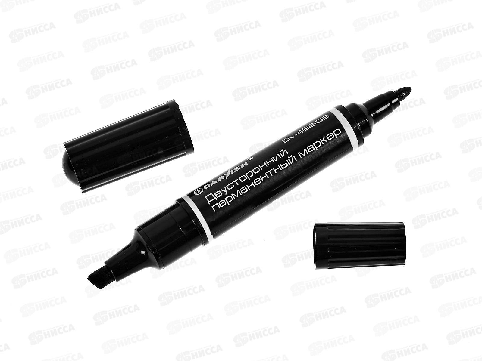 Маркер Darvish перманентный , двусторонний , чёрный, DV-422-02 *12/480
