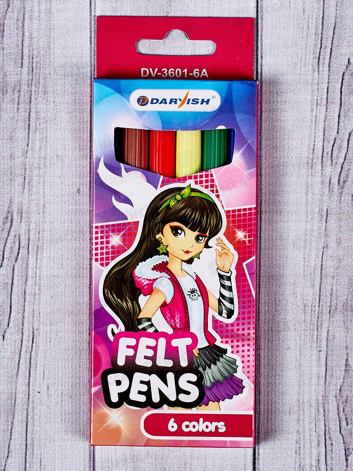 Фломастеры 6 цветов Darvish для девочек, картонная упаковка, DV-3601-6А*24/240