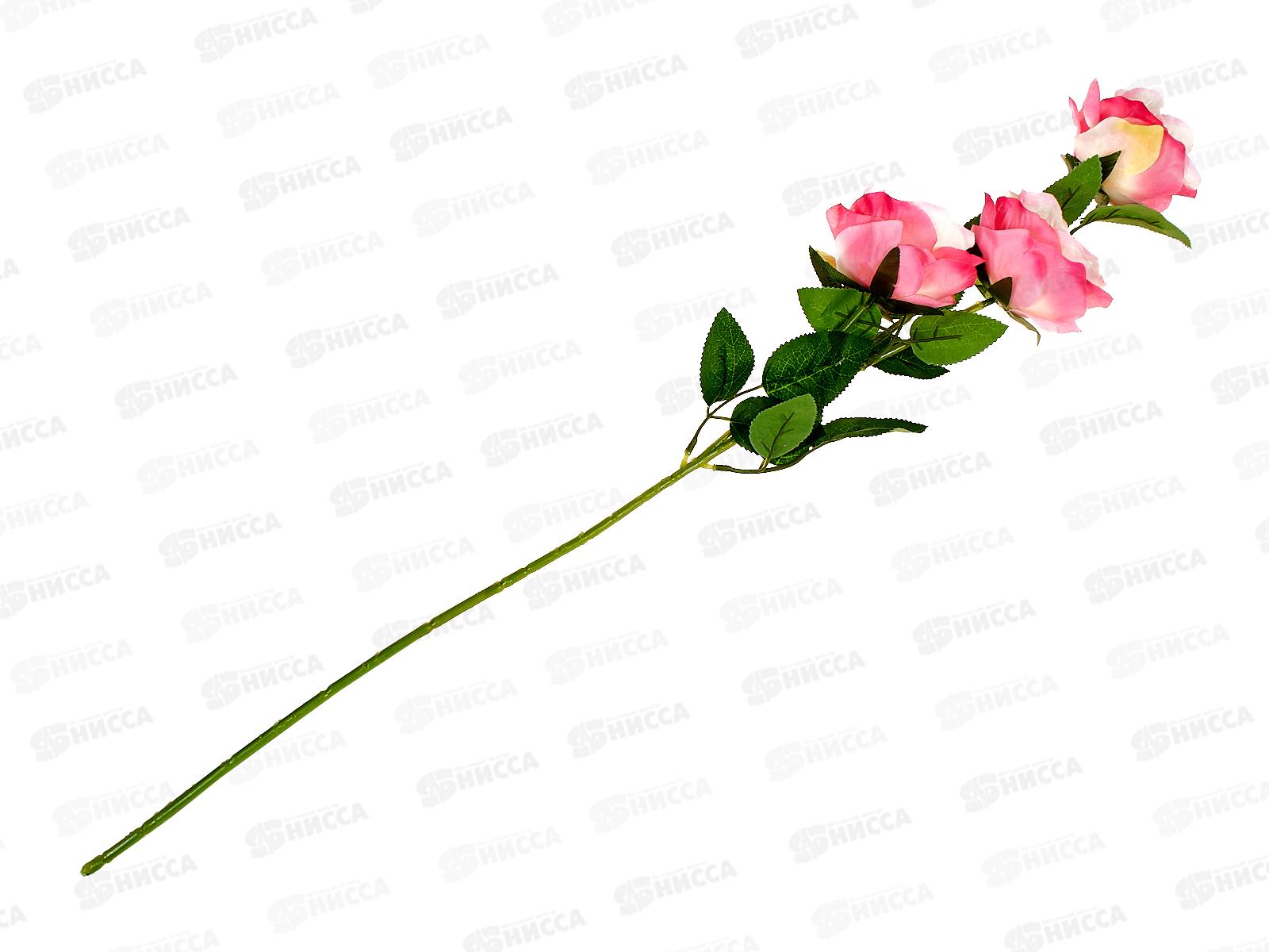 Цветы искусственные 61см Роза Жанна бело-розовая 2578228