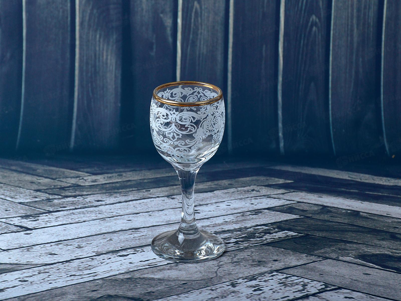 Набор рюмок 6шт 60мл 1713-ГЗ для вина Византия гравирированная золото *4