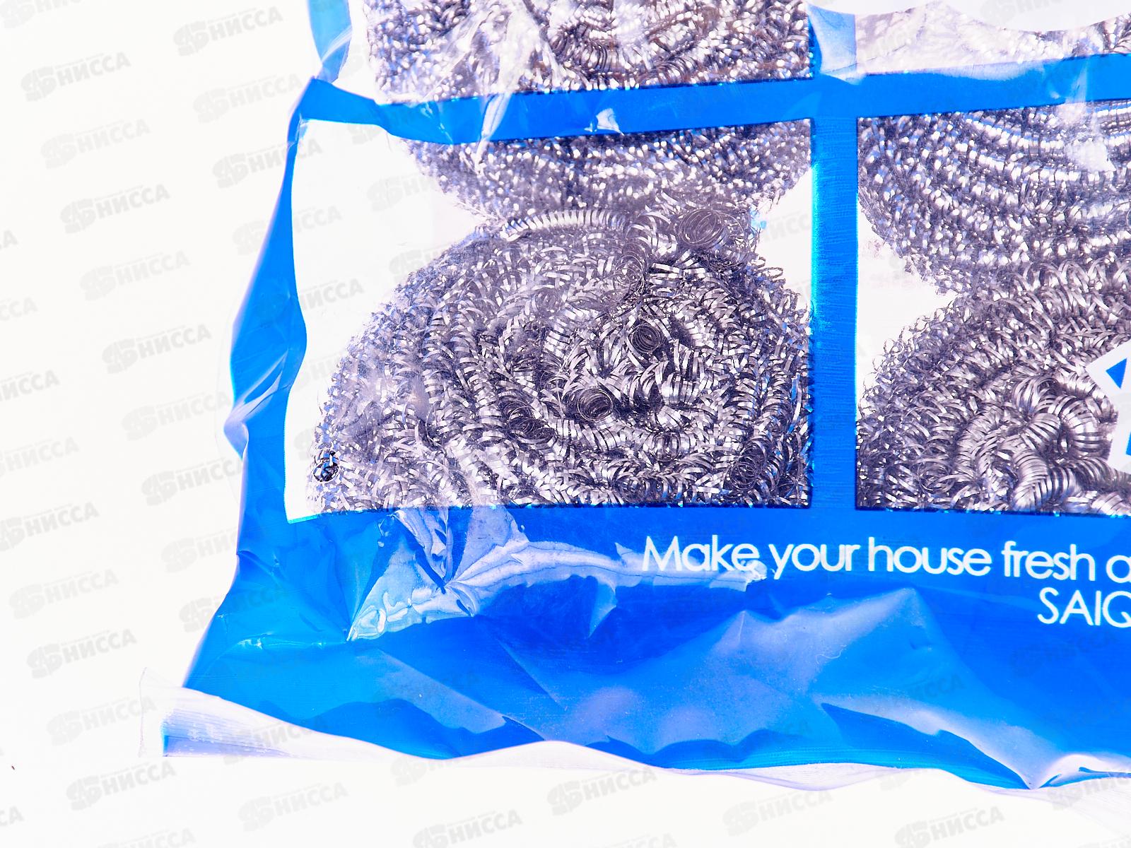 Губка для посуды, металлическая 25гр, набор 4 губки, AL-4591 *300