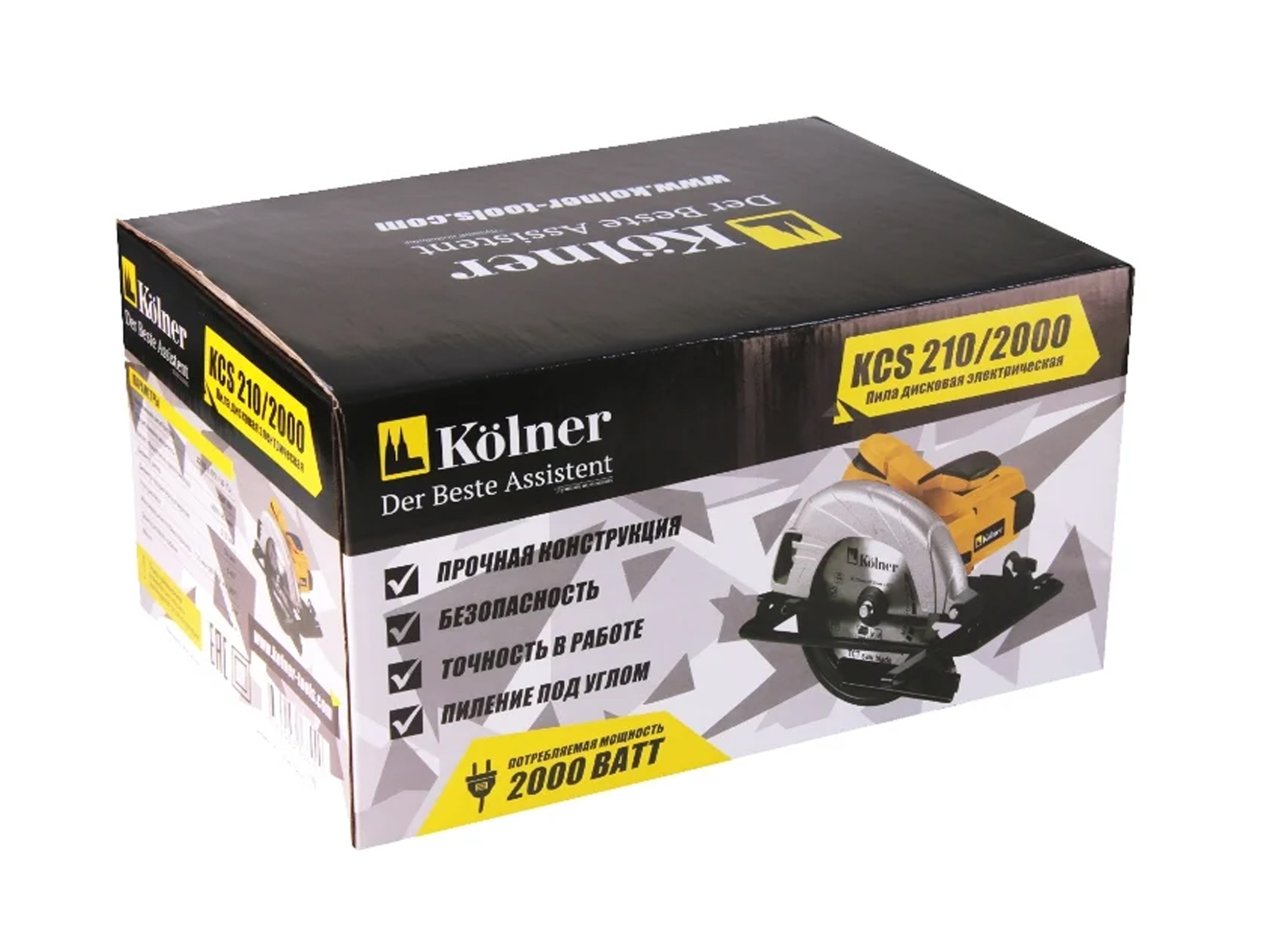 Пила дисковая 2000Вт, 4600оборот/минуту, 210*30мм, 74мм, Kolner KCS 210/2000 *2