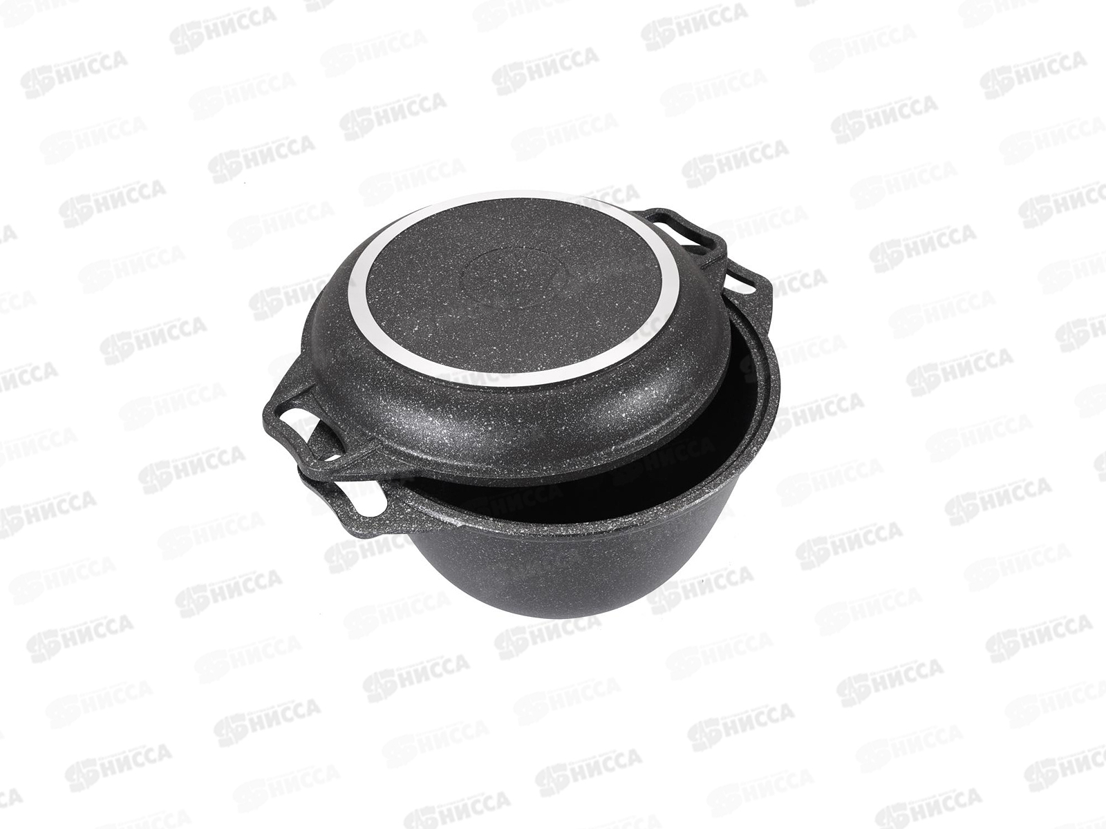 Казан с крышкой-сковородой 3,0л темный мрамор *кмт34а *3