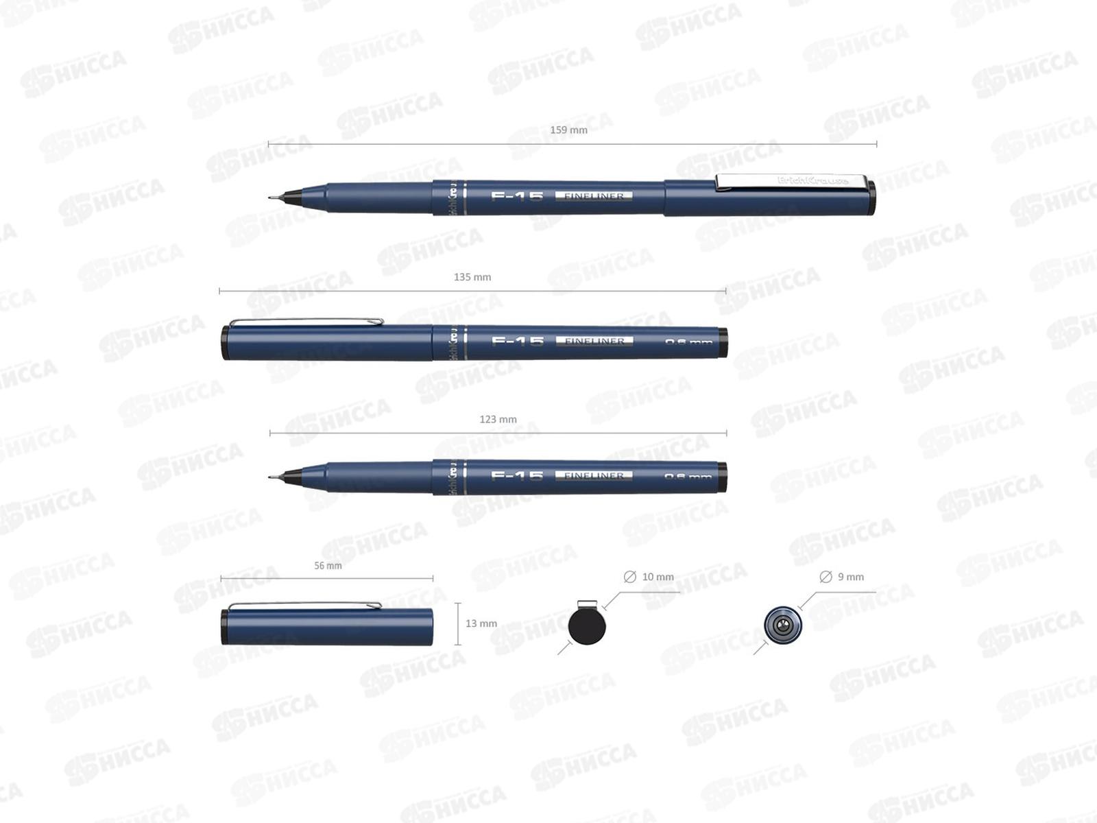 Ручка капиллярная ЕК F15 черный, 37066 *12/144