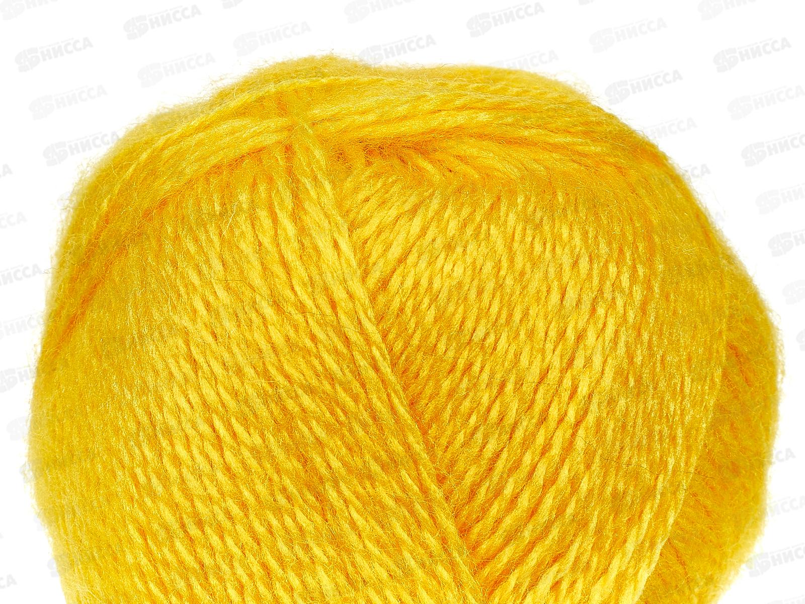 Пряжа Воздушная желтый меринос25% шерсть25% акрил50% 100гр 370м 104