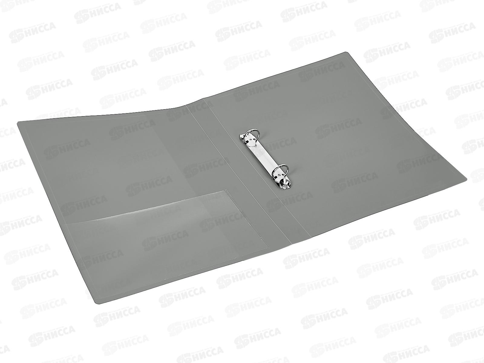 Папка на 2-х кольцах 27мм А4 Бюрократ серая, 816523 *20