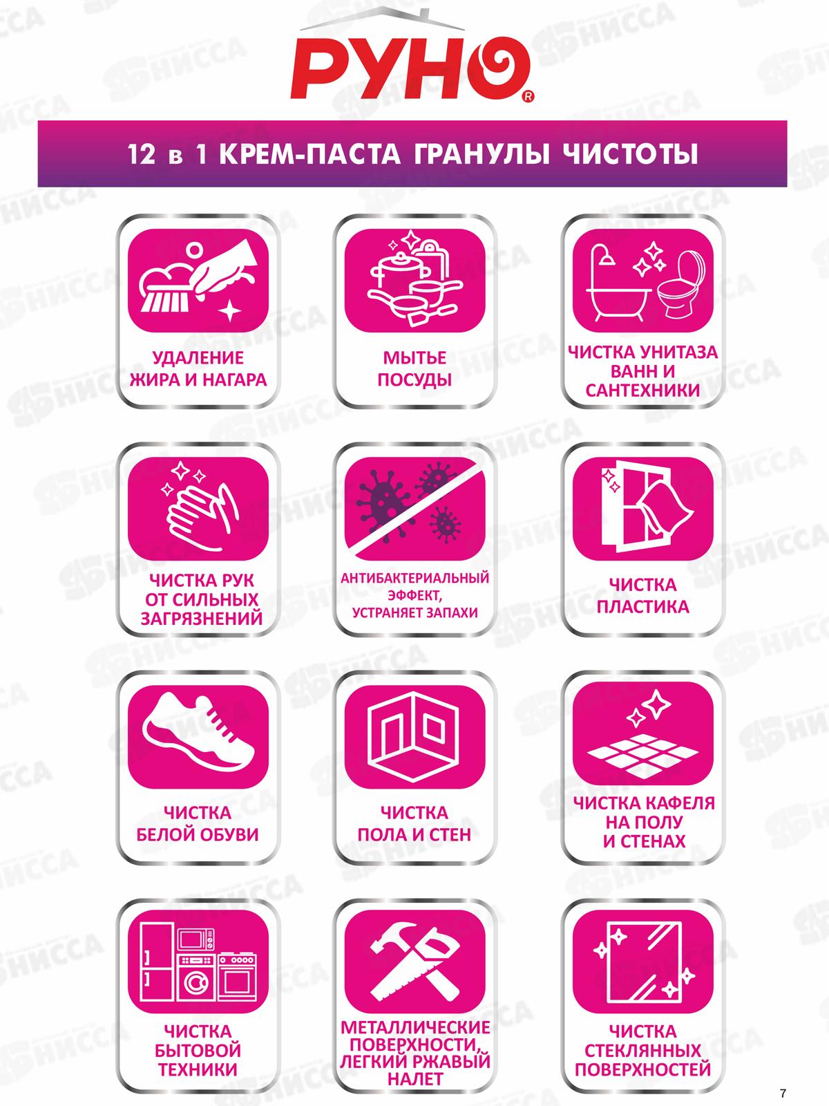 РУНО Крем-паста &quotГранулы чистоты&quot чистящее средство 700гр банка *6