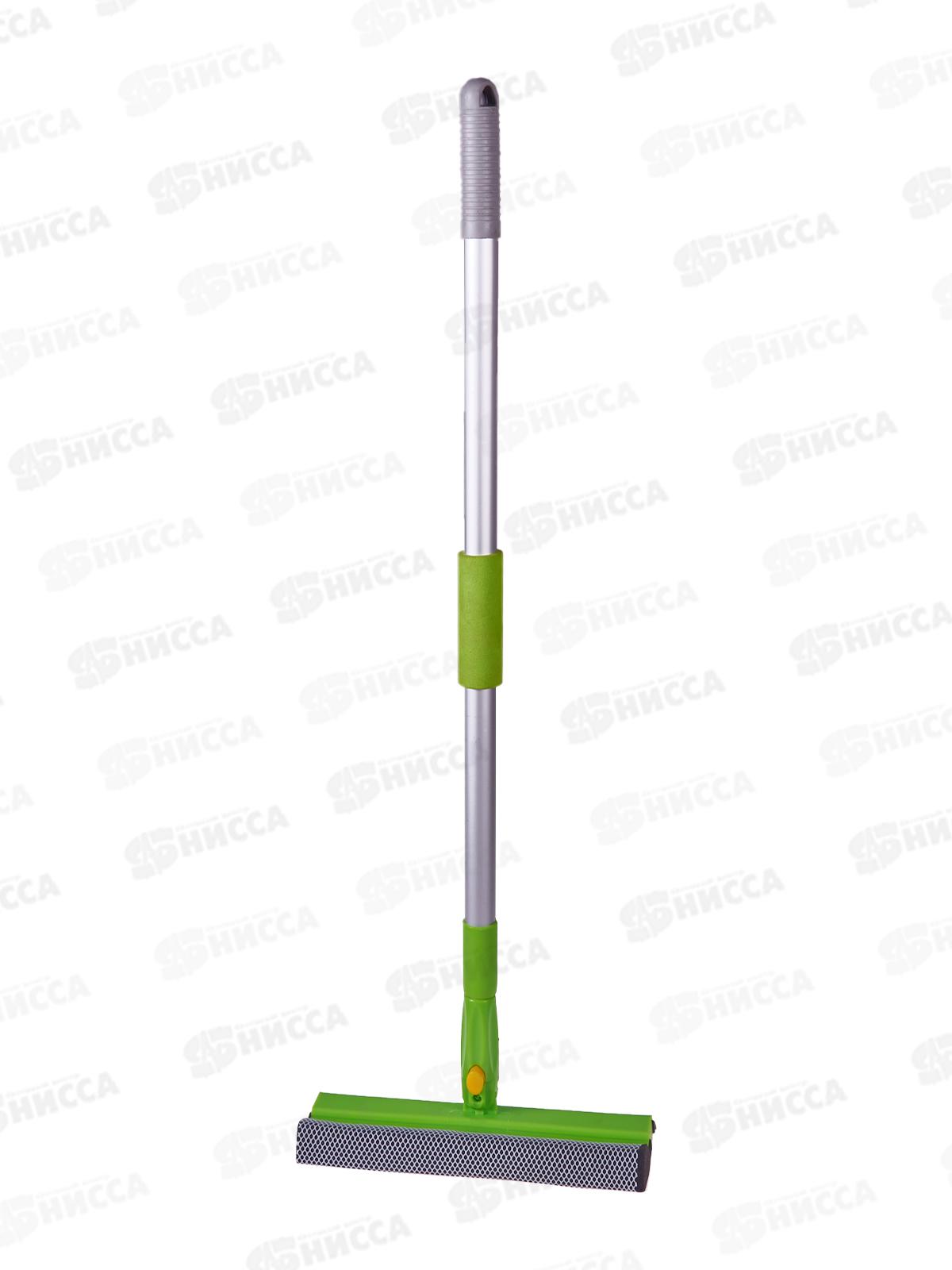 Окномойка &quotУмничка&quot 25см с телескопической ручкой поворот насадки 120см изумруд *50 С018