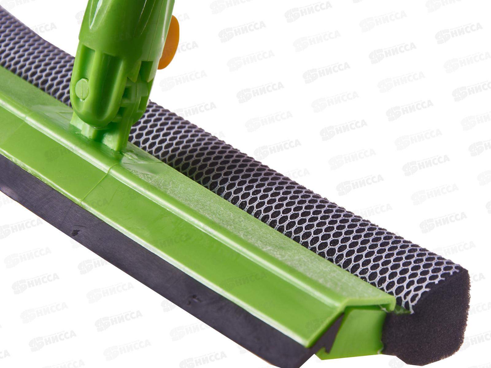 Окномойка &quotУмничка&quot 25см с телескопической ручкой поворот насадки 120см изумруд *50 С018