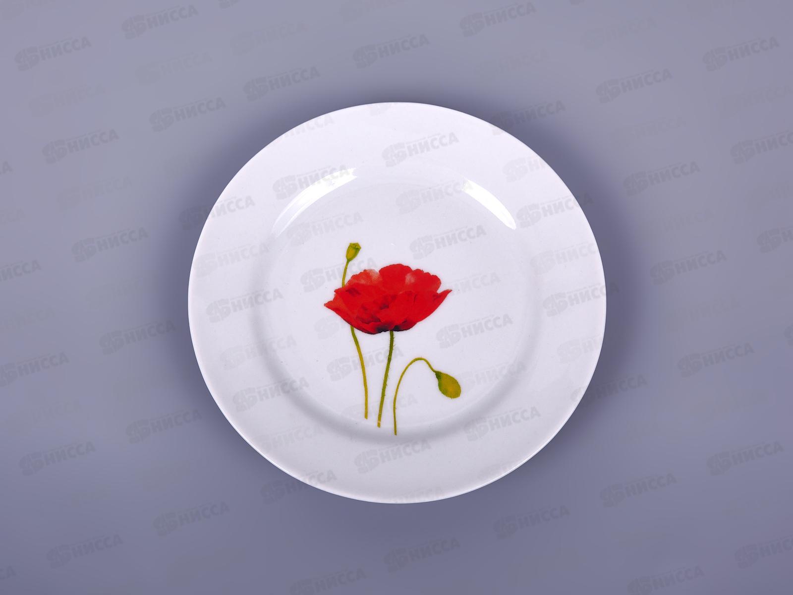 Тарелка мелкая 170мм фарфор Идиллия Алый мак 5С0023 *20