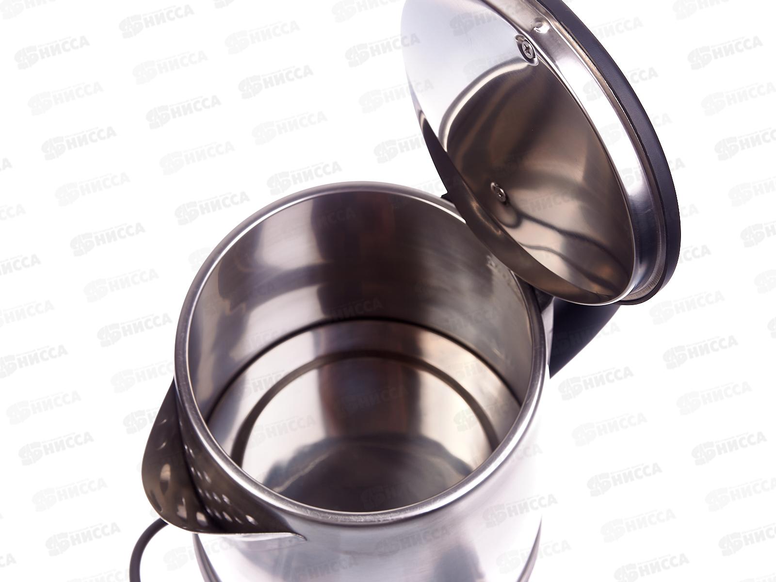 Чайник электрический SA-2149 2,0л нержавеющая сталь+черный  дисковый