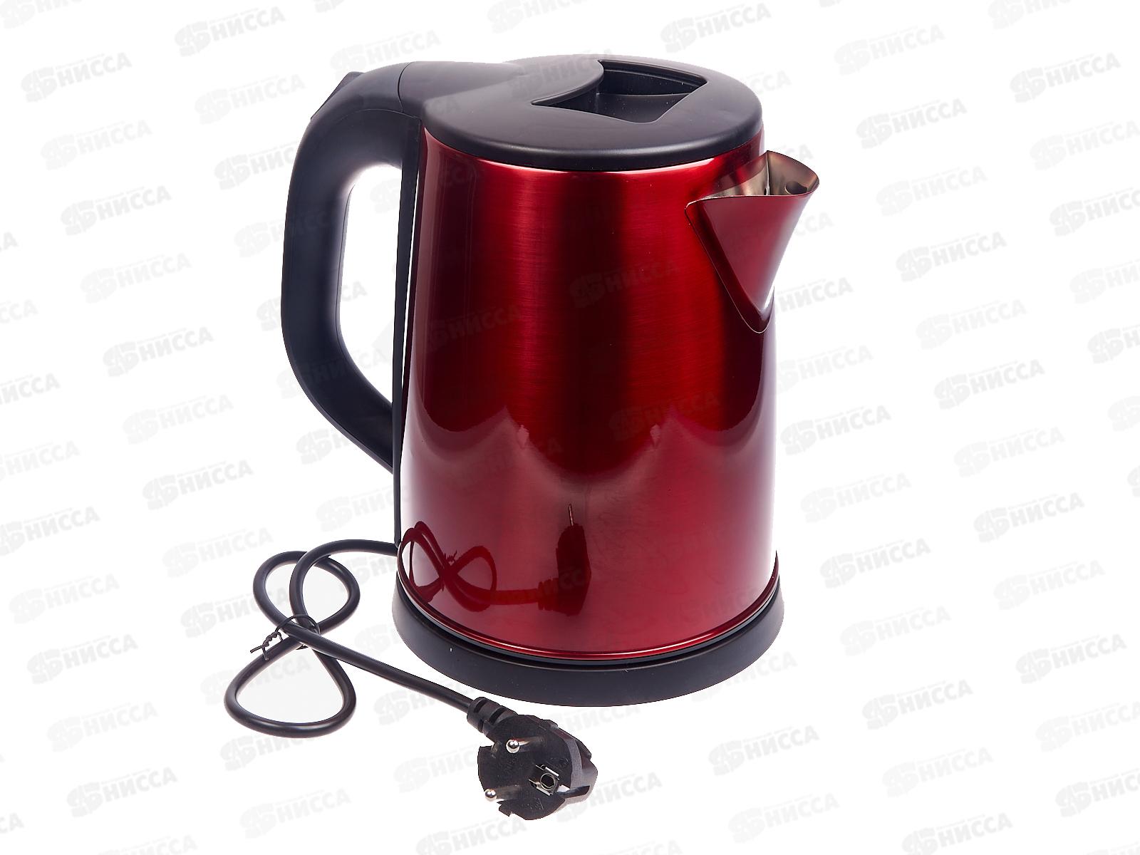 Чайник электрический SA-2149BR 2,0л нержавеющая сталь красно-черный дисковый