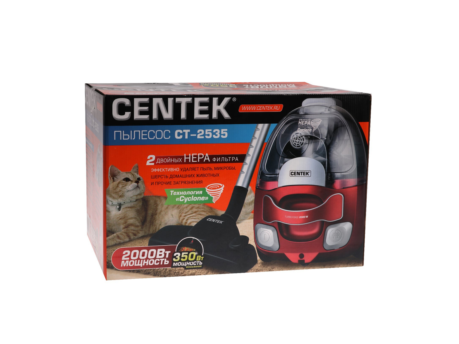 Пылесос CT-2535  2000/350вт циклон красно-черный  *3