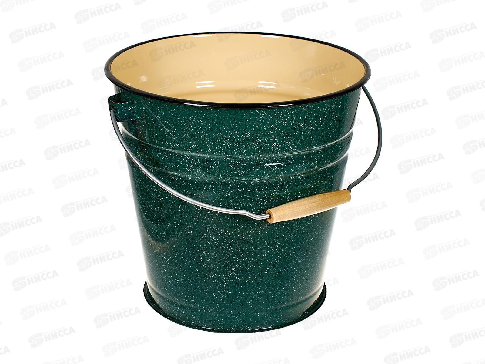 Ведро 12л без крышки зеленый рябчик, внутри палевое С41124.зП
