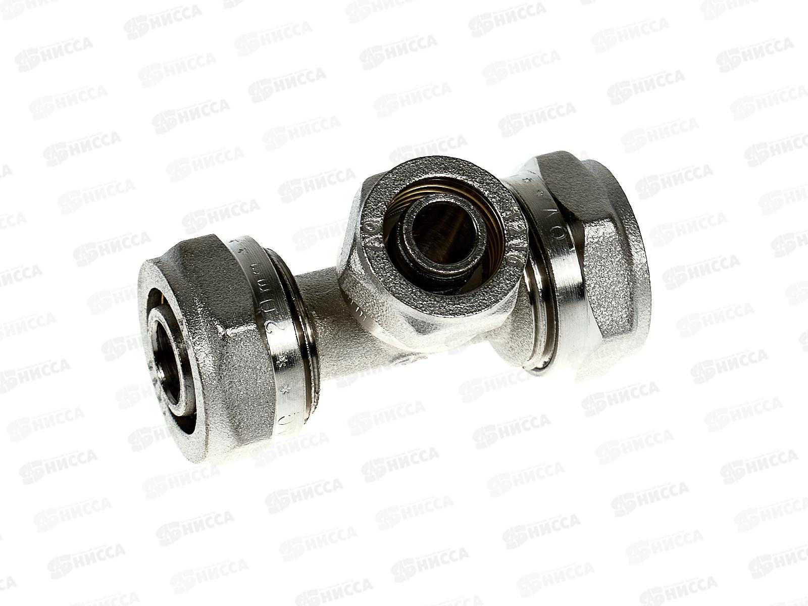 Тройник для металлопластиковых труб T20х16х20, цанга/цанга/цанга, Aqualink, 00307 *10/50