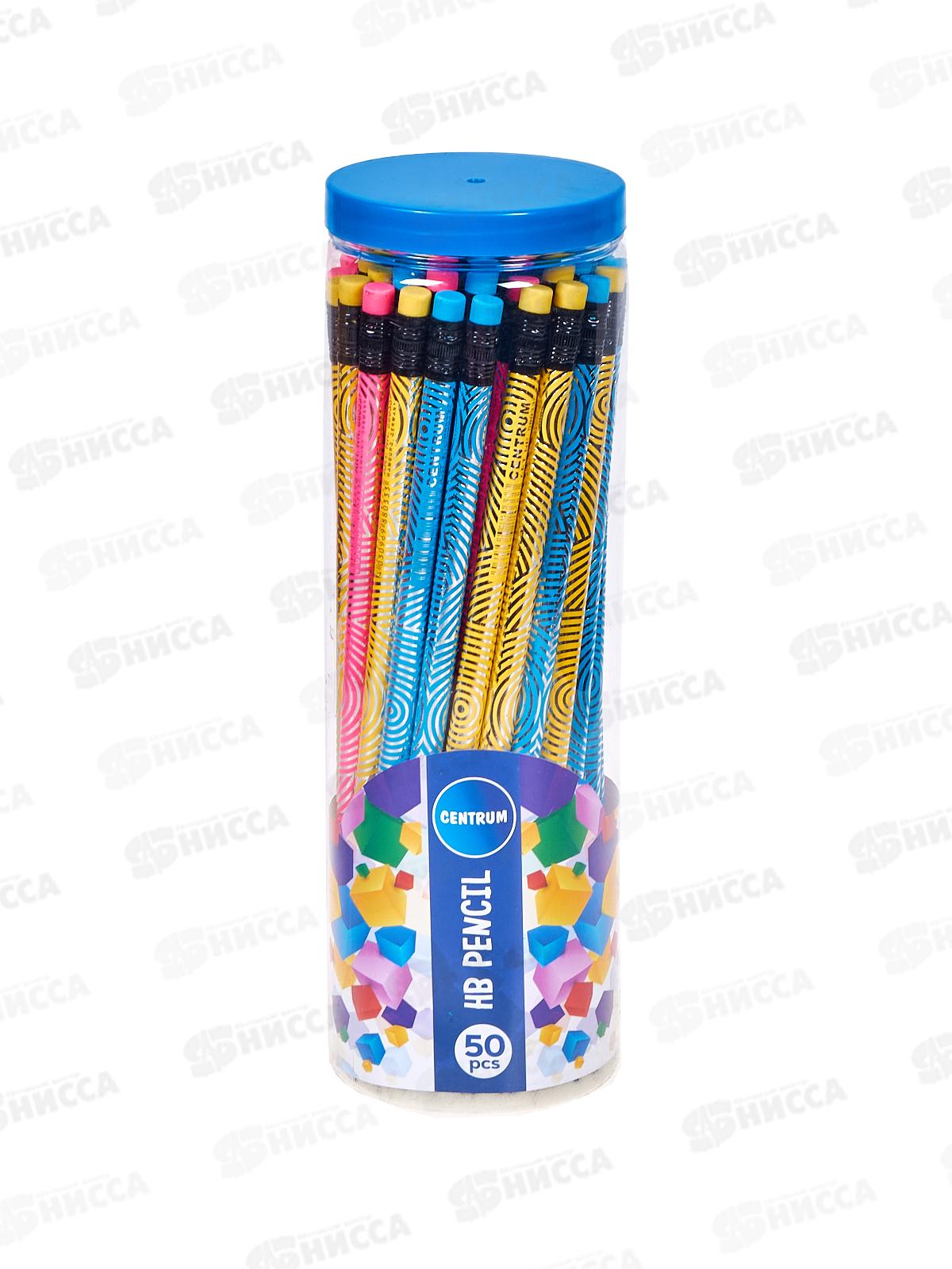 Карандаш чернографитный с ластиком  CENTRUM HB заточенный  88033 *50/400