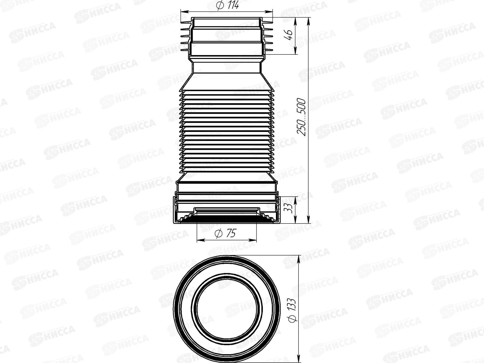 Удлинитель гибкий для унитаза  в пакете T828F  *22
