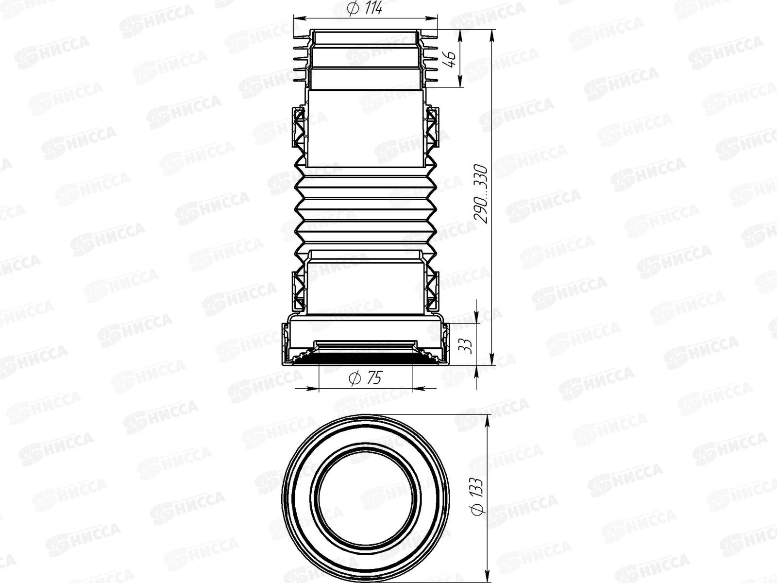 Удлинитель гибкий для унитаза  290-330мм,  T719-21-MR *21