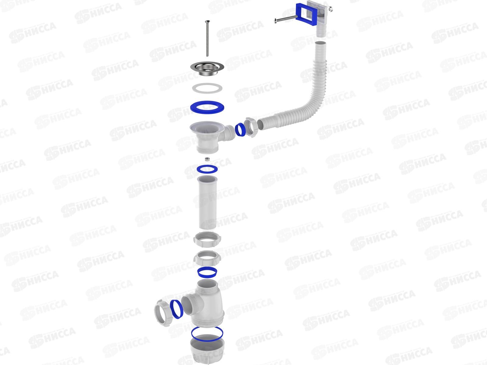 Сифон для кухни 1 1/2&quot х 40  с переливом  B0150  *35