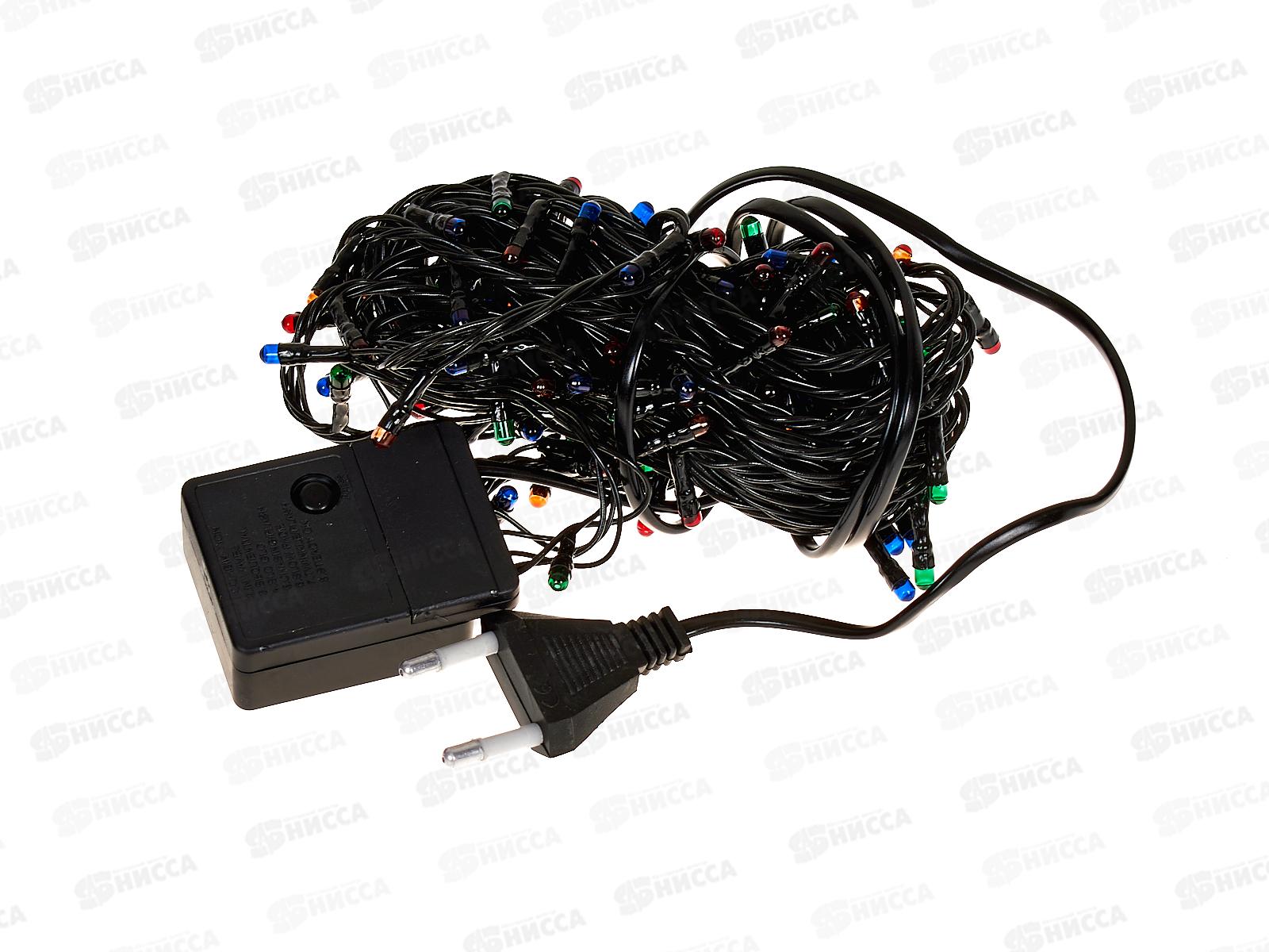 Гирлянда электрическая, новогодняя 6 м., 140 ламп, черный провод, разноцв., 220В, 50Гц, AL-3726-3 *100