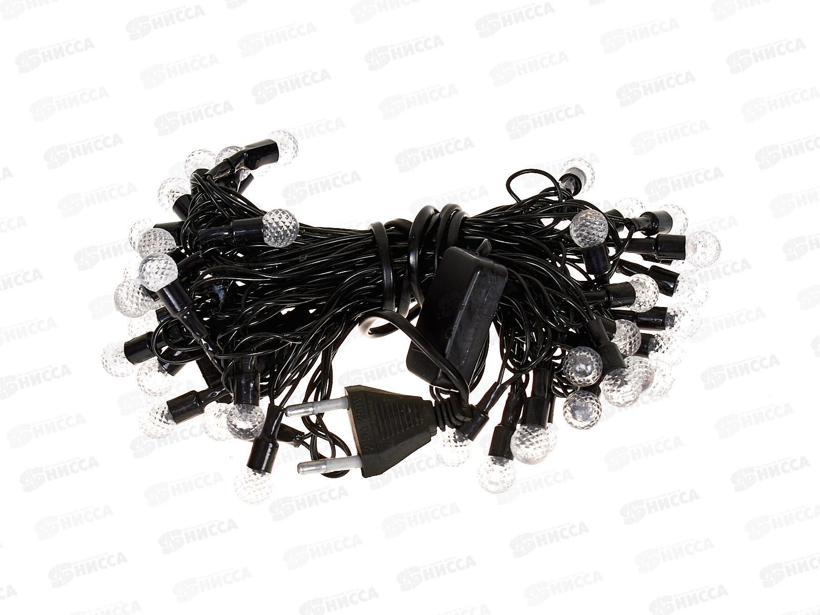 Гирлянда 5м, &quotШары ледяные малые&quot,40 диодов, цветные,черный провод, AL-8607 *100