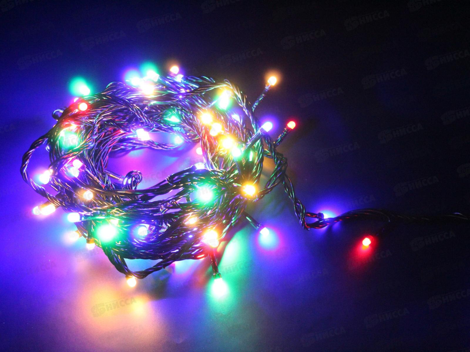 Гирлянда 9м,&quotКапля ледяная&quot,100 диодов, разноцветные, черный провод, AL-8608 *100
