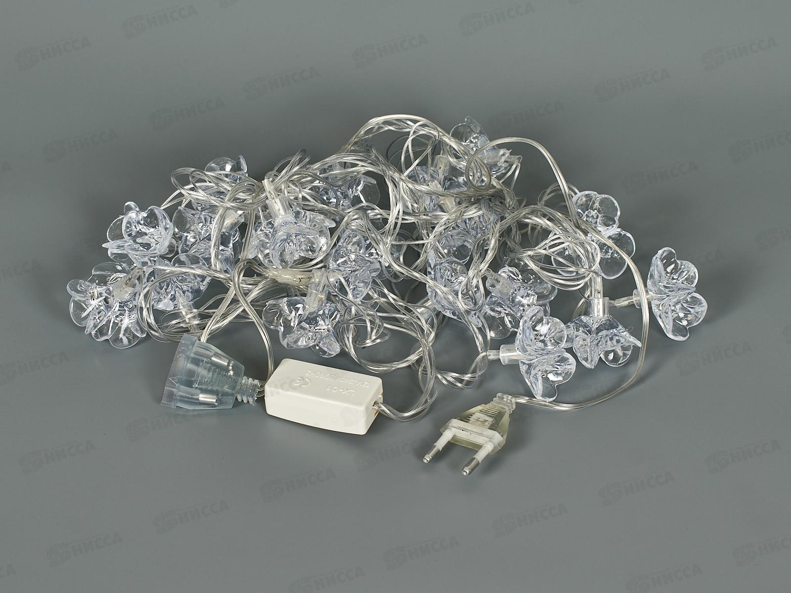 Гирлянда 4м, &quotЦветок&quot, 20 светодиодов разноцветных, черный провод, AL-8610 *50