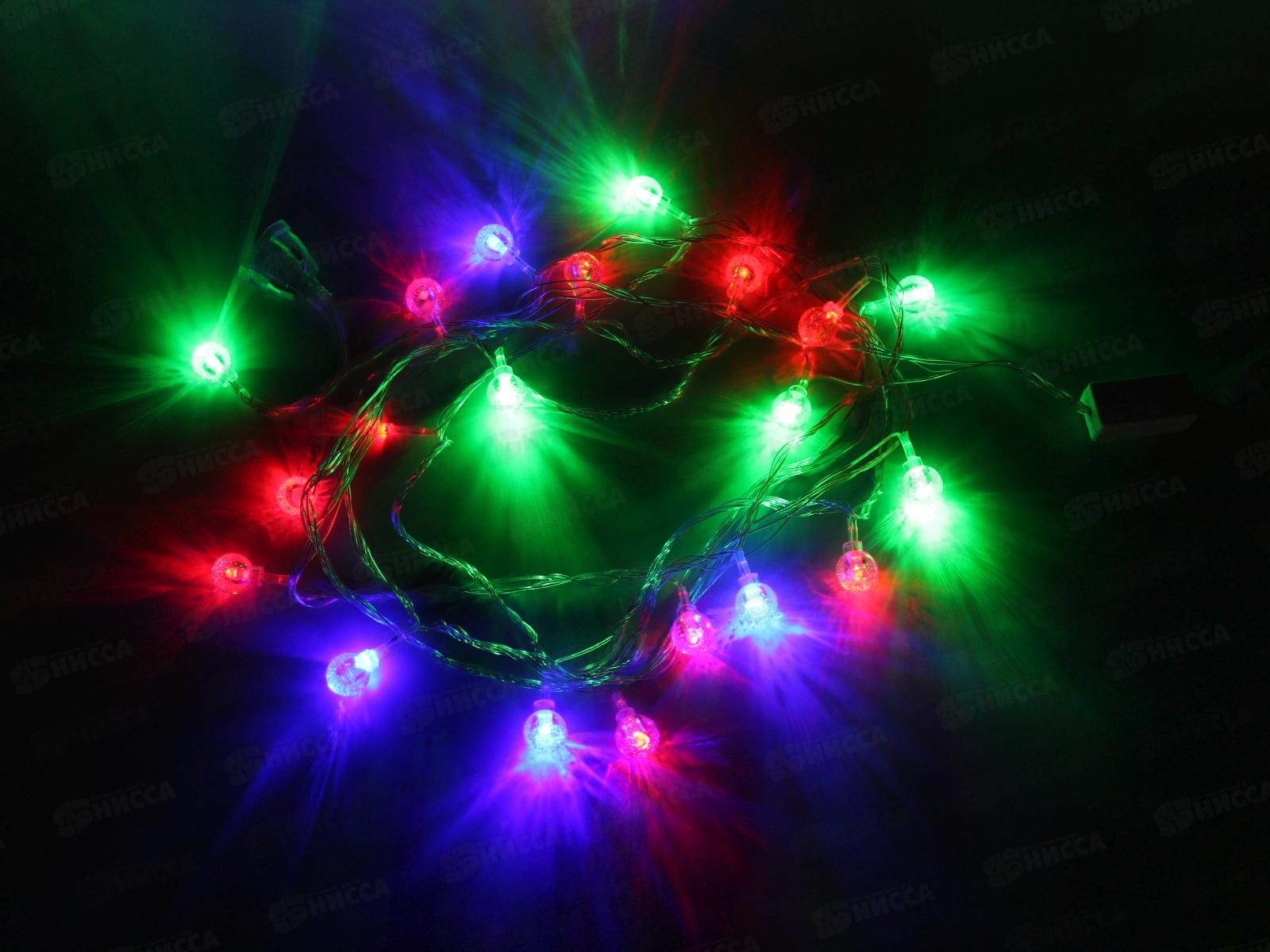 Гирлянда 4м,&quotШар ледяной&quot, 20 диодов, разноцветных, прозрачный провод, AL-8615 *150