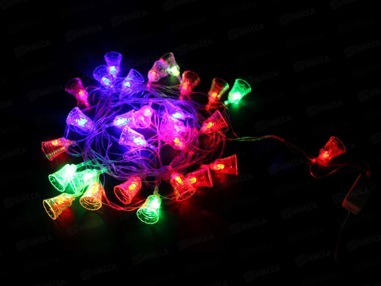 Гирлянда 4м,&quotКолокольчик&quot, 20 диодов, разноцветных, прозрачный провод, AL-8616 *150