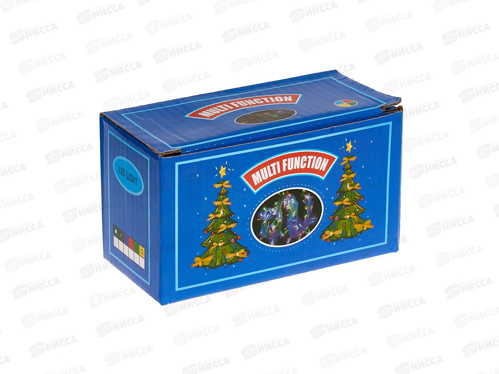 Гирлянда электрическая, новогодняя 7,0 м., 180 ламп, черный провод, разноцв., 220В, 50Гц, AL-3726-4 *100