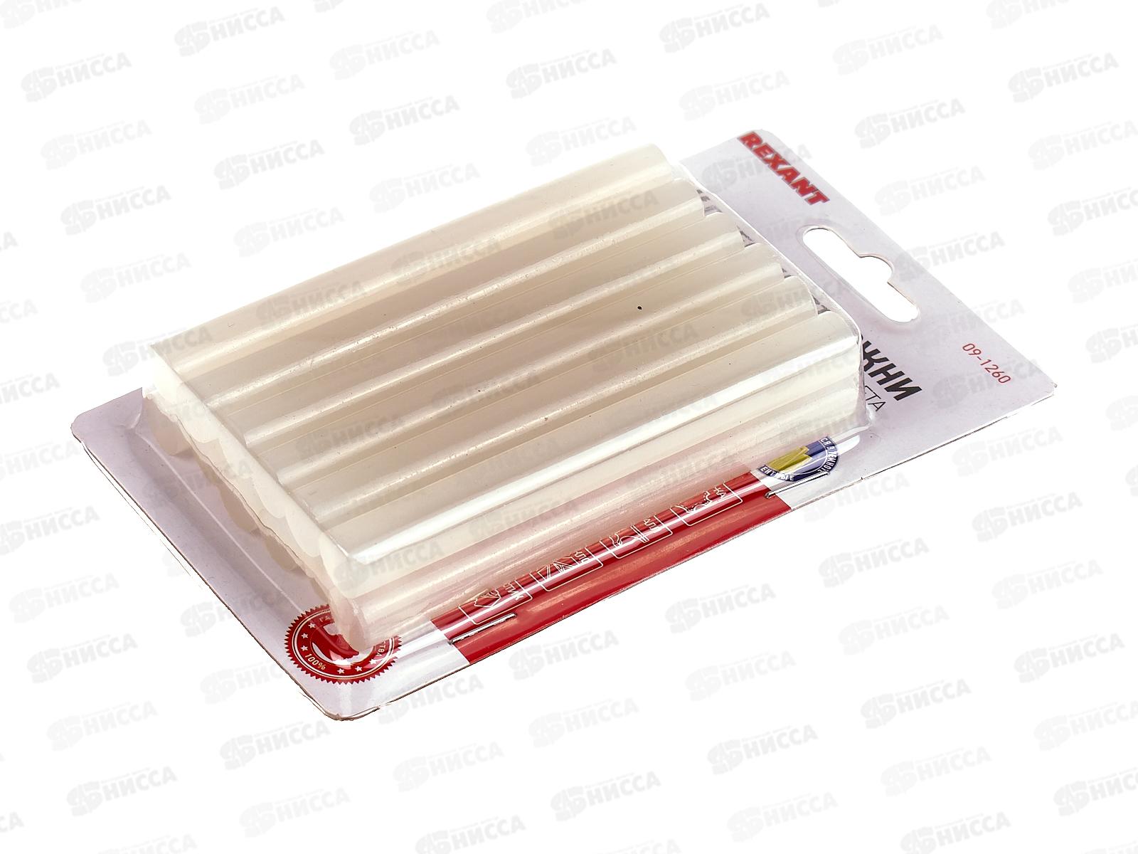 Стержни клеевые для клеевого пистолета 11.3мм, длина 100мм, прозрачные - светящиеся, 12шт в блистере, Rexant, 09-1260 *100