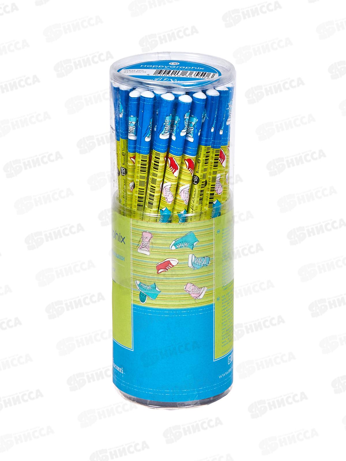 Карандаш чернографитный Happy Graphix Кеды НВ,21-0030/14*50/300