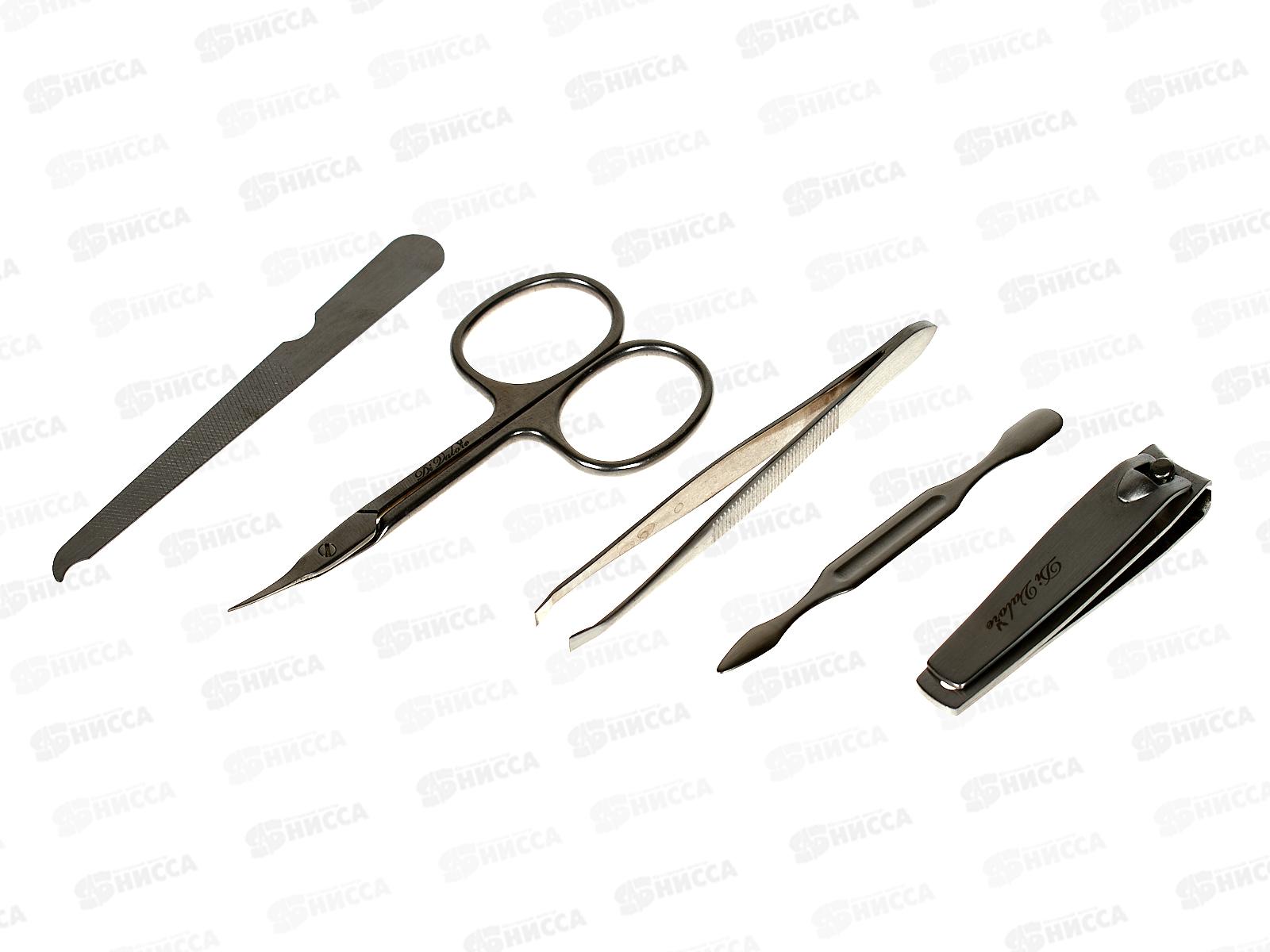 Маникюрный набор 5 предметов бордовый футляр из искусственной кожи 107-014