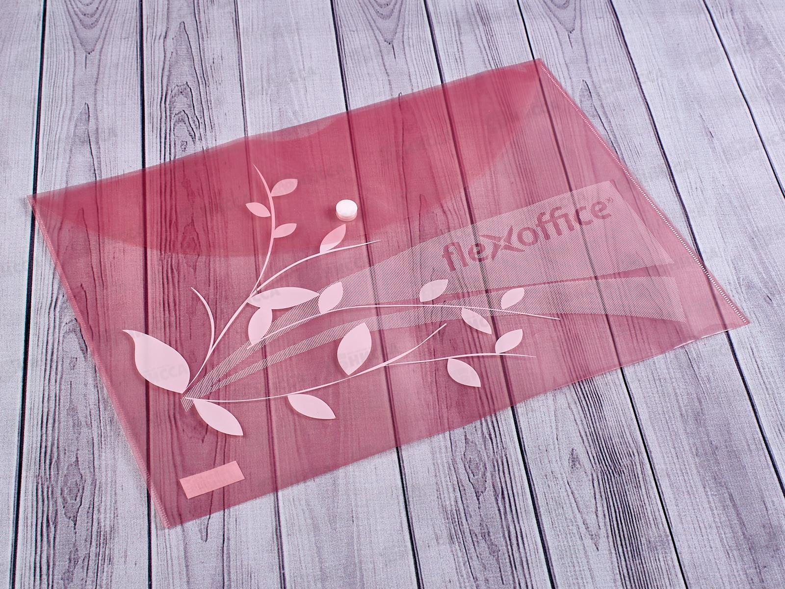 Папка с кнопкой FLEXoffice А4 розовая, 0.12мм, FO-CBF02 *12