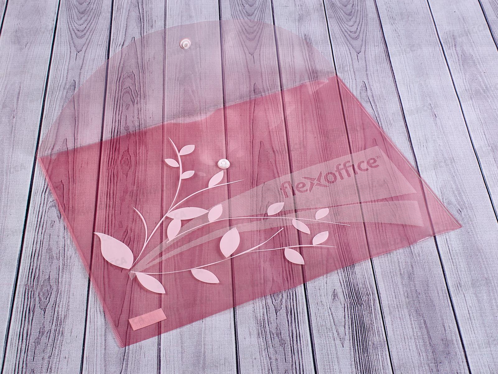 Папка с кнопкой FLEXoffice А4 розовая, 0.12мм, FO-CBF02 *12