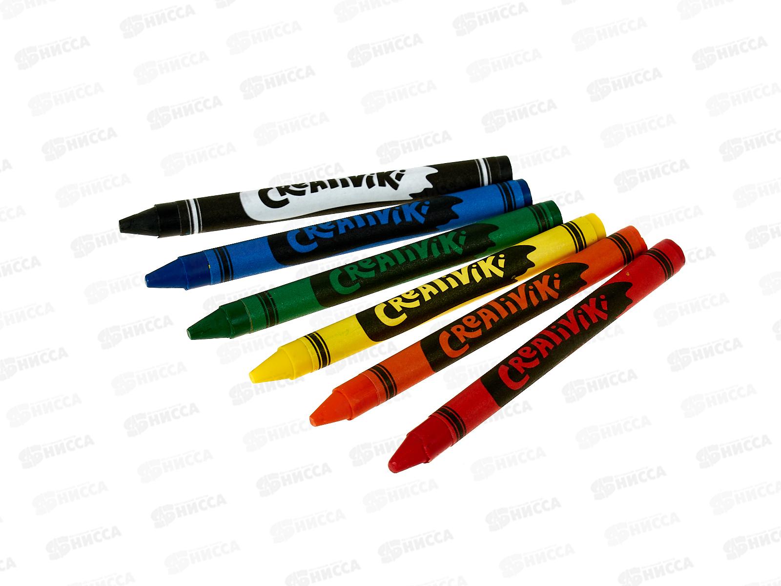 Карандаши восковые  6 цветов Creativiki КВ06КР *12