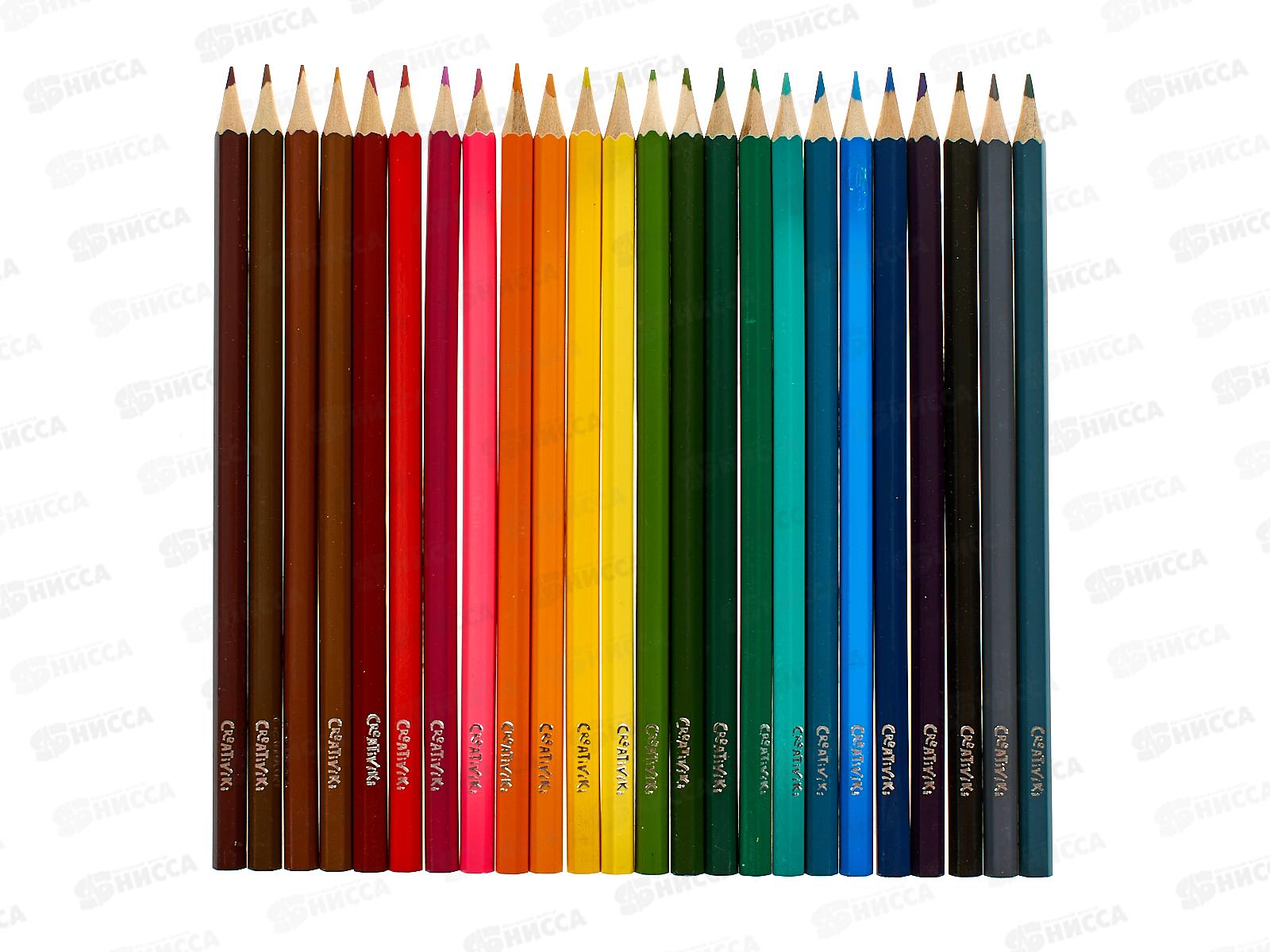 Карандаши 24 цвета Creativiki шестигранные деревянные КЦ24КР*6/120