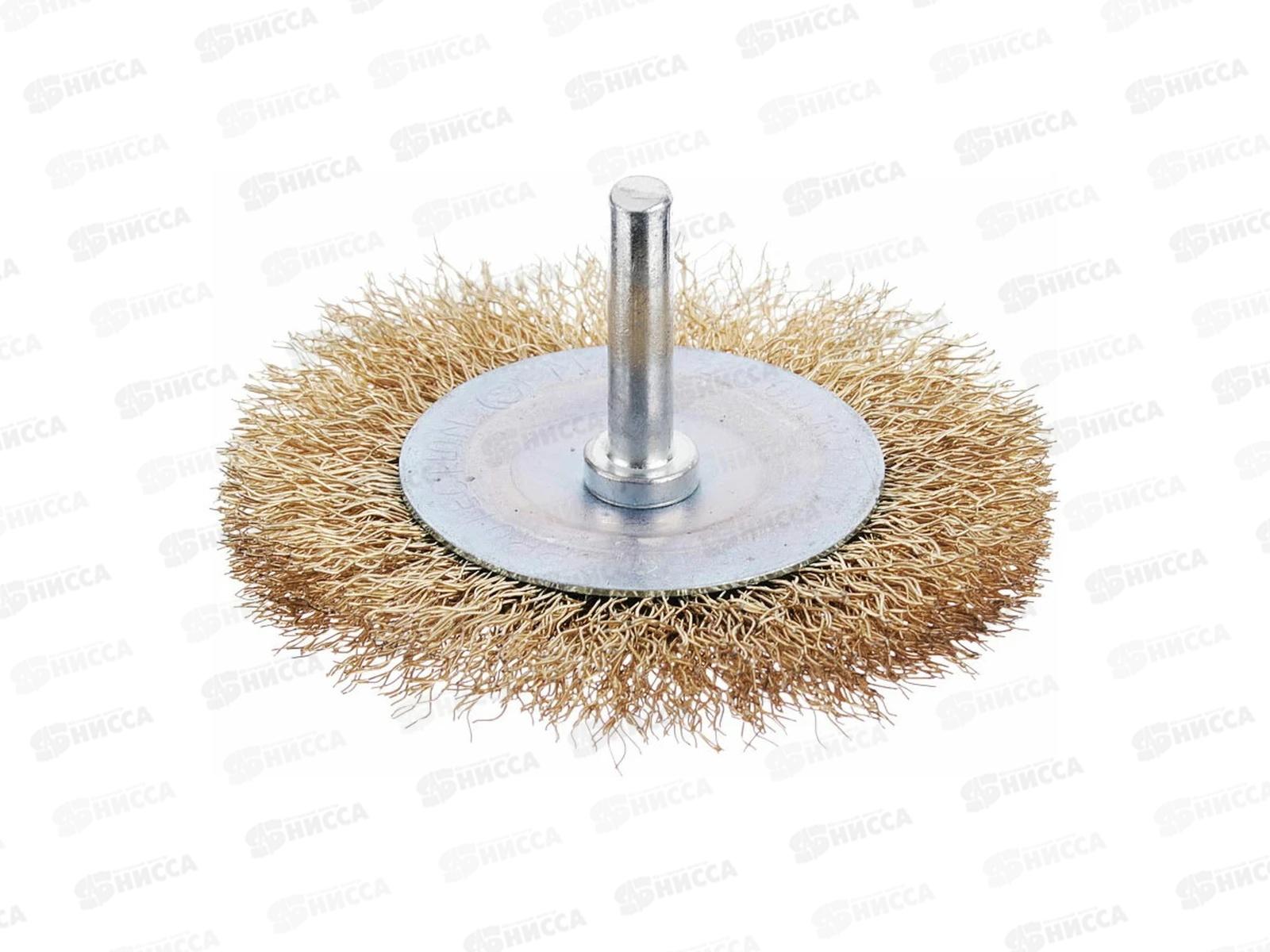 Щетка металлическая со шпилькой для дрели 75мм, плоская  г 656-007