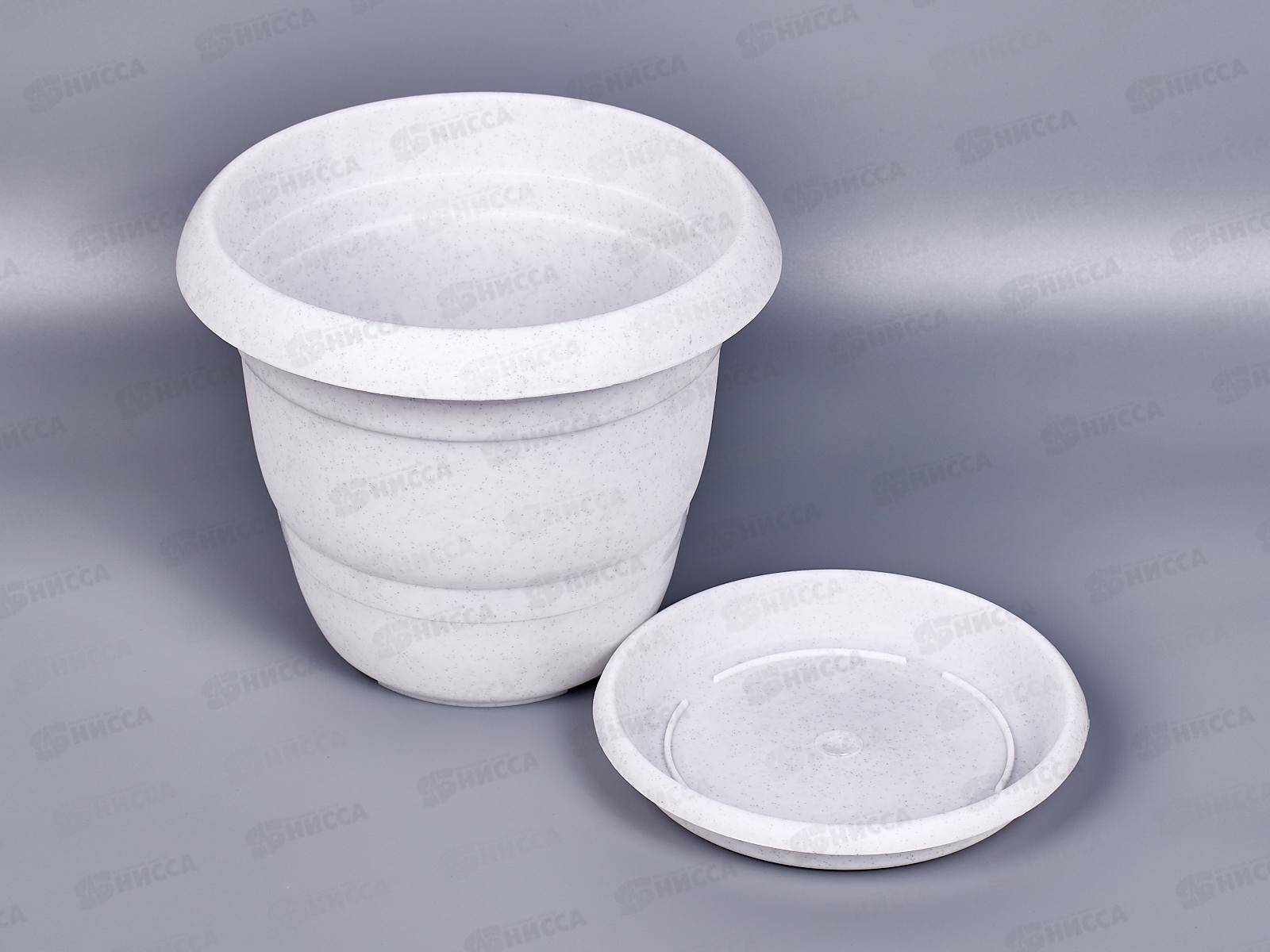 Кашпо ТОПРАК 3л с поддоном мраморное *40 (Ангора)