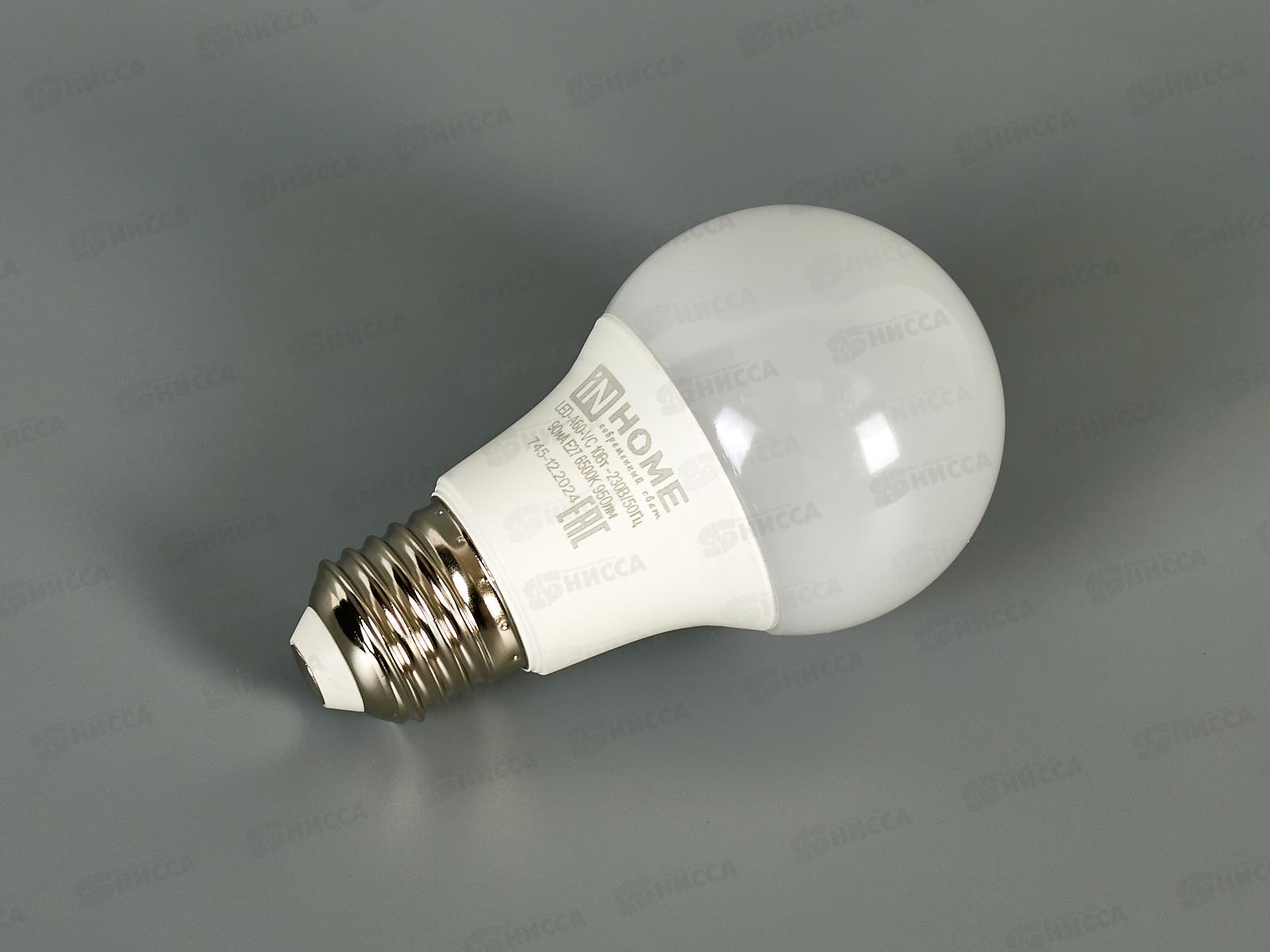 Лампа светодиодная IN HOME LED-A60-VC 10Вт E27 6500К 900Лм *100